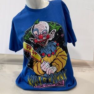 Blue Graphic Womens T-Shirt with Killer Klowns Design